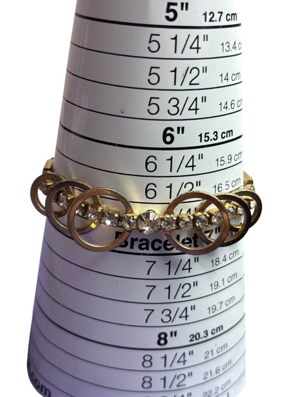 Goldtone Interlocking Circles Bracelet 6.75 Inches Metal Wear - Picture 3 of 4